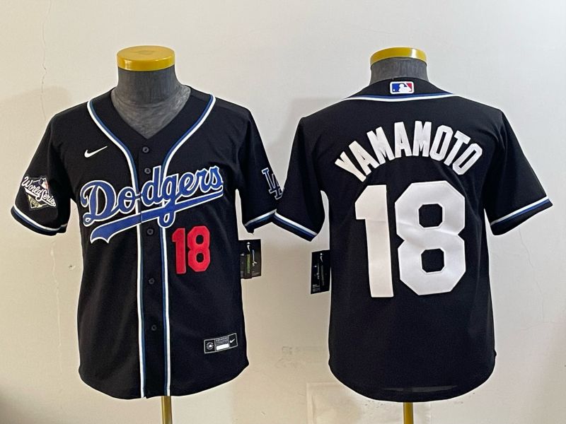 Youth Nike 2026 Los Angeles Dodgers #18 Yamamoto Black Game MLB Jersey 094